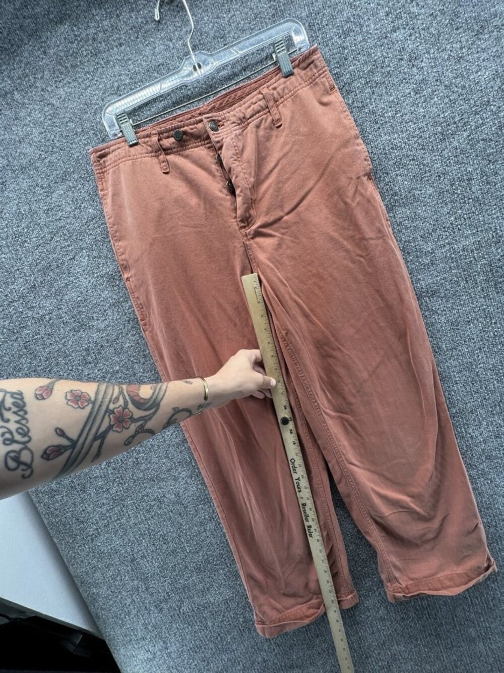 Free People Pants Men 30 Orange Chino Cotton Flat Front Relaxed Straight - Picture 3 of 11